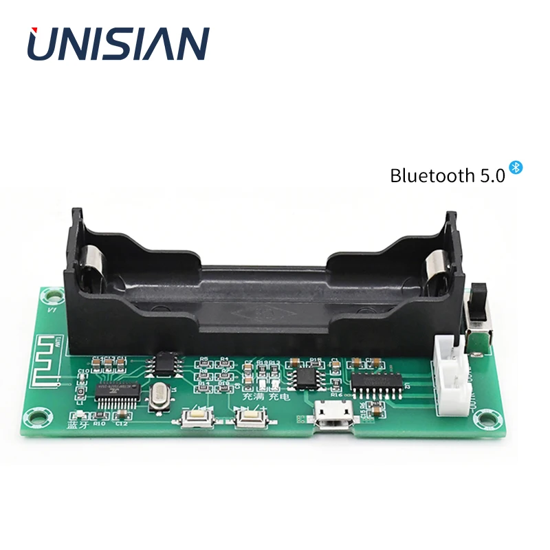 

UNISIAN Bluetooth 5.0 PAM8403 2.0 Channel Mini Audio Amplifier Board 2X3W mini Amplifiers for Portable audio system Battery 3.7V