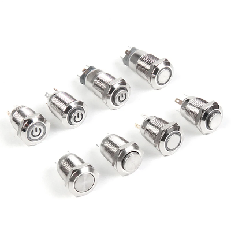 12MM Waterproof Metal Push Button Switch LED Momentary Latching Car Engine Power Symbol Switch 5V 12V 24V 220V