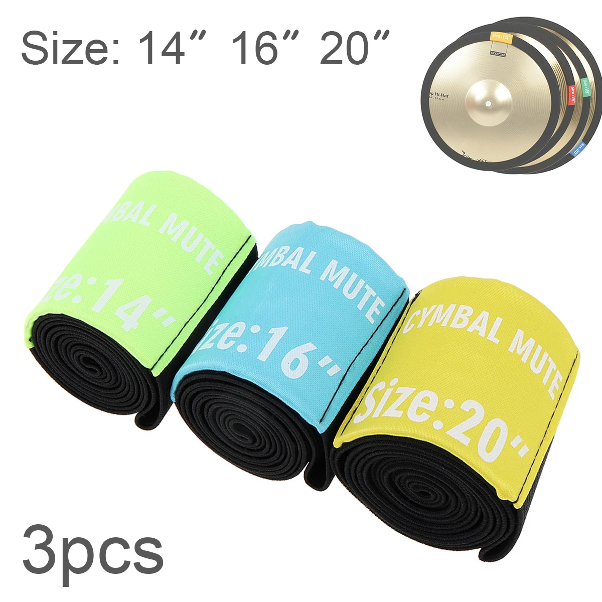 3pcs/ 4pcs lot 14 16 18 20 Inch High Quality Portable Polyester Fibre Cymbal Mute Circle Ring Drums Set Hi-hat Practice Silencer