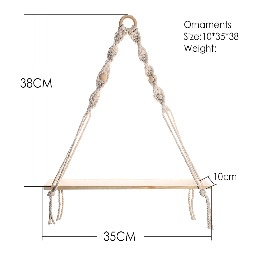 Macrame Wand Hängen Regal Boho Wohnkultur Regale Auf Wand Holz Dekoration für Schlafzimmer Wohnzimmer Kindergarten Christamas Geschenk – Detail 22