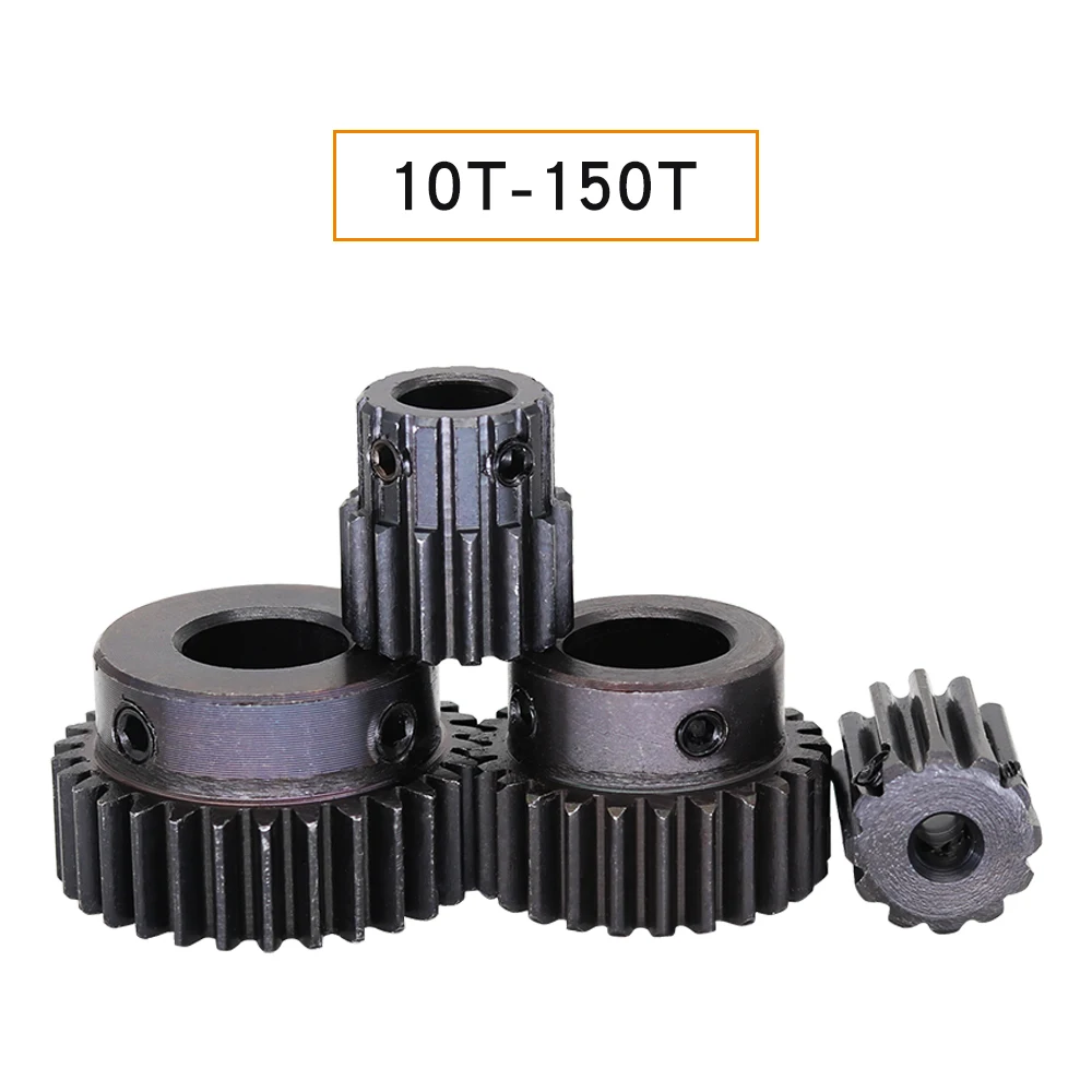 1 Piece Module 1 Motor Gear 1M-21T/22T/23T/24T SC45#Carbon Steel Material Blackening Spur Gear Bore Size 5/6/6.35/7/8/10/12 mm