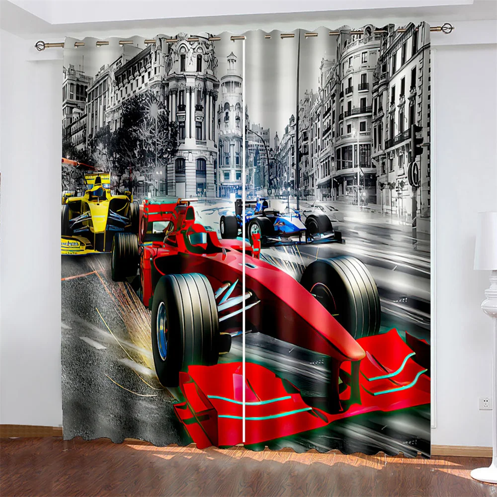 

Blackout Curtains 3D Printed Racing Car カーテン Curtains Bedroom Livingroom Window Curtain for Home Decor