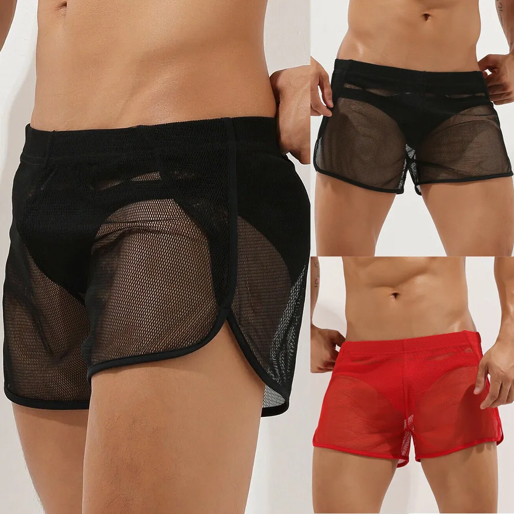 Sous-vêtements d\'été en maille pour hommes, shorts transparents sans couture, culottes confortables respirantes ultra fines, caleçons, 2021