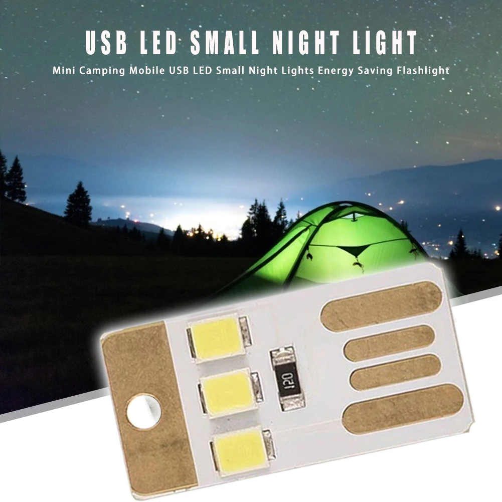 Camping Night Hiking Tent Lamp Light Outdoor Portable Energy Saving Flashlight Mini Ultra-thin Mobile USB LED Keychain Night