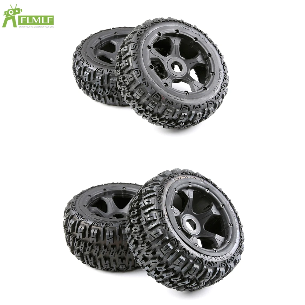 

Knobby Front or Rear Wheel Tyre Assembly Kit Fit for 1/5 HPI ROFUN BAHA ROVAN KM BAJA 5B RC CAR Toys PARTS