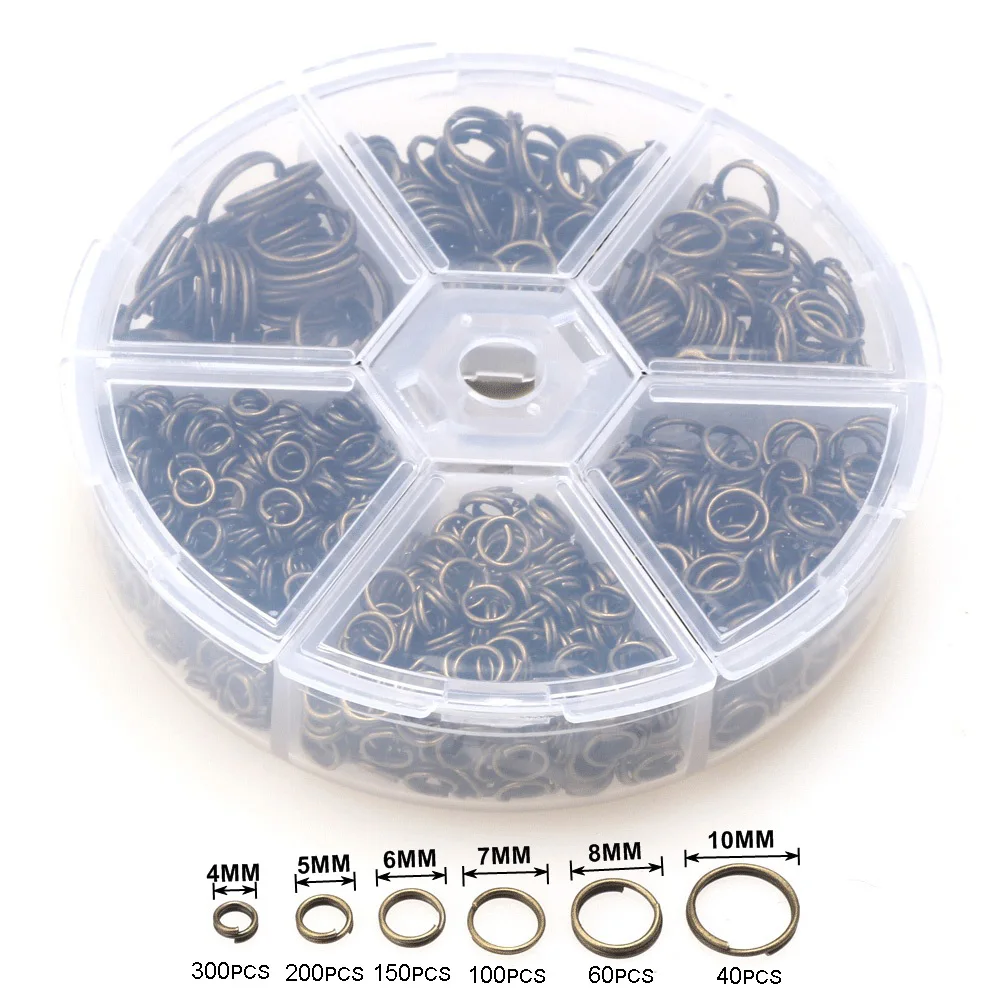 850PCS Double Circle Open Jump Rings Connectors 4 5 6 7 8 10mm For DIY Necklace Bracelect Jewelry Making Kits Finding Supplies