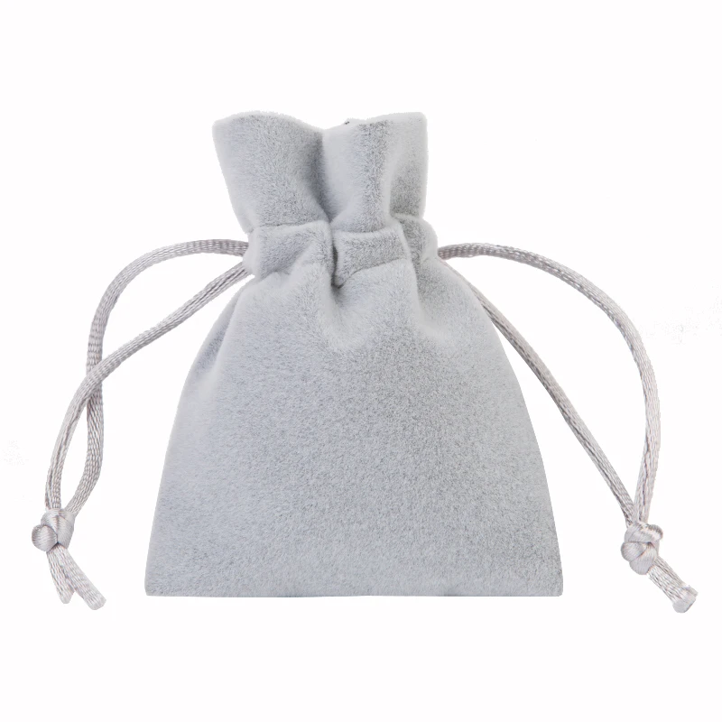 Soft Velvet Bag 7x9cm 9x12cm Thick Grey Drawstring Pouches for Jewelry Gift Packing Christmas Birthday Party Wedding Favor Holde