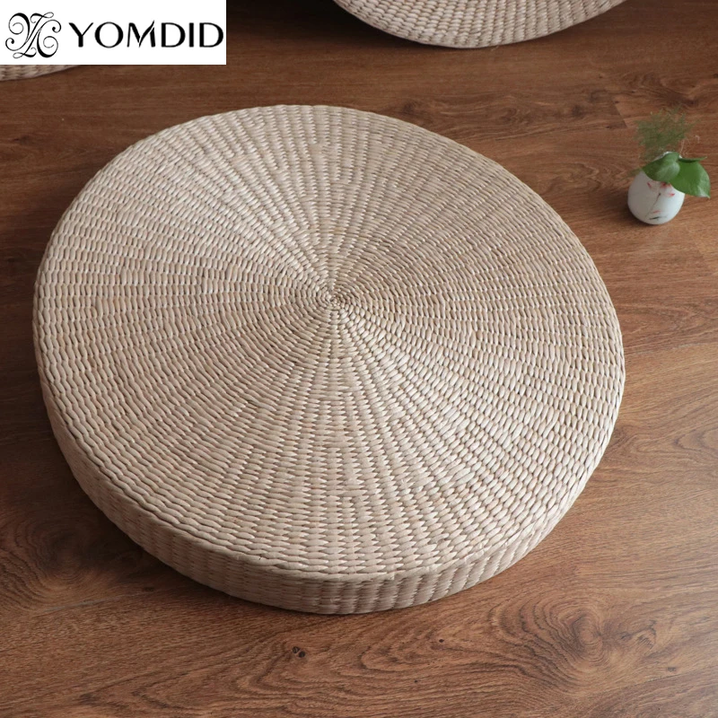 Vendita calda 30cm 40cm cuscino Tatami cuscini da meditazione tessuto di paglia rotondo cuscino fatto a mano pavimento sedia da Yoga tappetino per sedile decorazioni per la casa