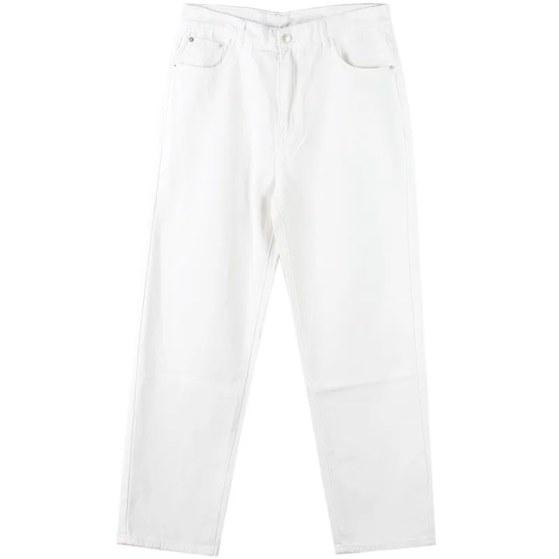 Pantalones vaqueros holgados de estilo Hip Hop para hombre, Jeans rectos de Skateboard, Blanco sólido, holgados, de gran tamaño, baile callejero 44 46, de talla grande