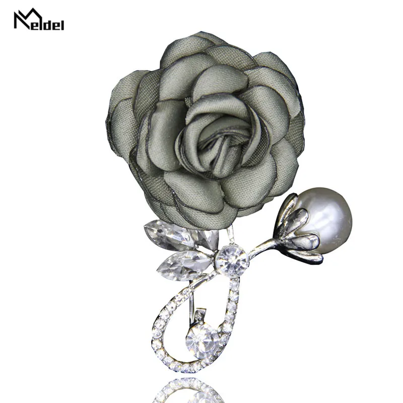 Meldel-broche feminino para casamento, broche de flores com buraco e buquê, fecho de tecido para noivado, planejador de casamento para homens