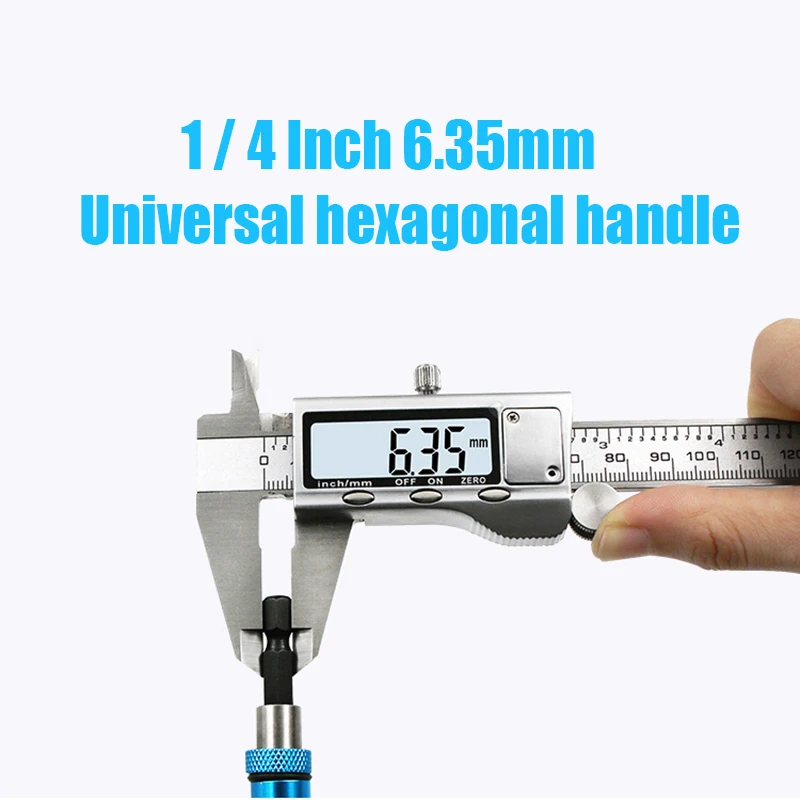 1/4" Inch 6.35mm Magnetic Hexagonal Handle Square Head Sleeve Rod Wind Batch Electric Sleeve Connection Conversion Extension Rod