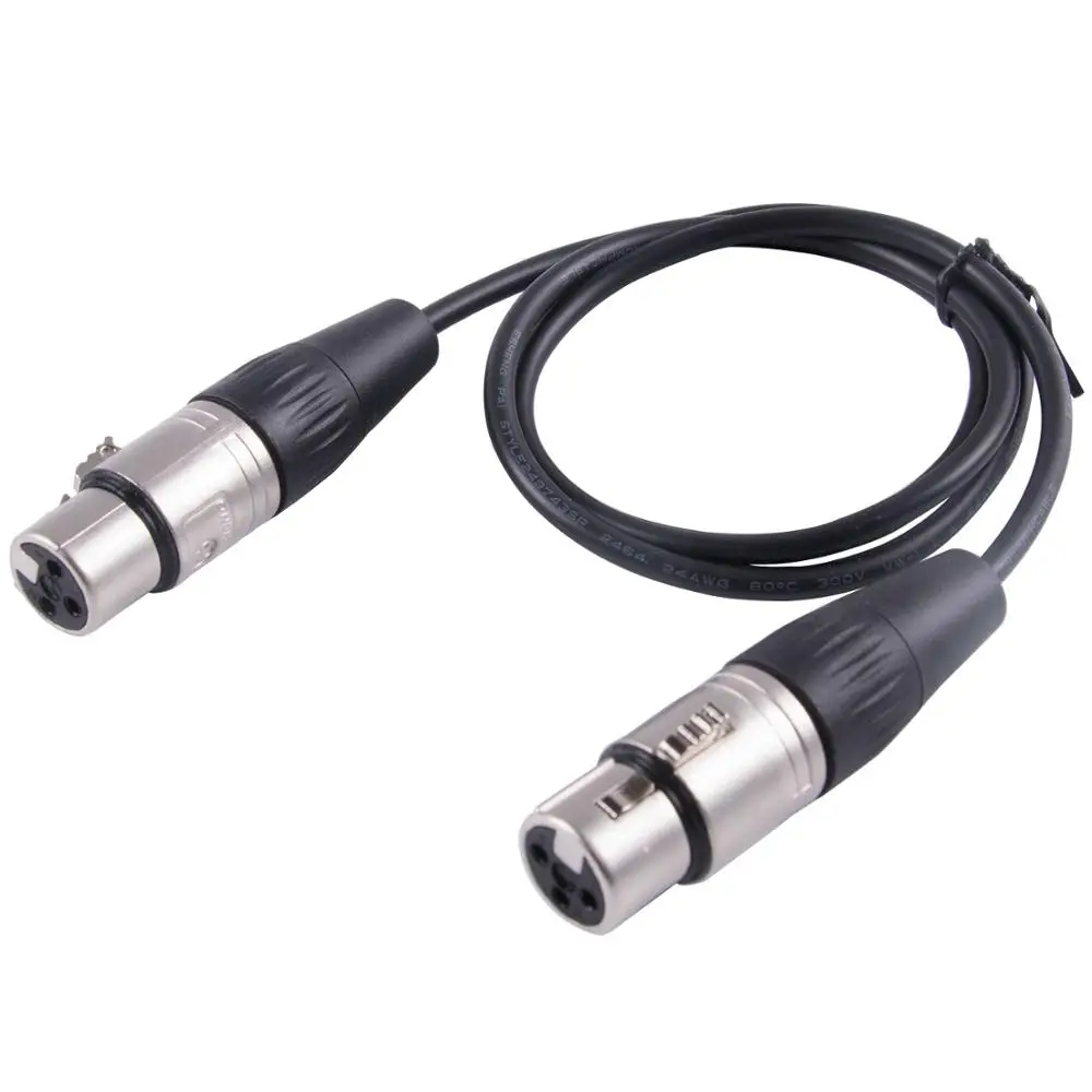 3 Pins DMX Female to Female Socket Adapter Control Light Cable for Mini LED Rotate Stage Light