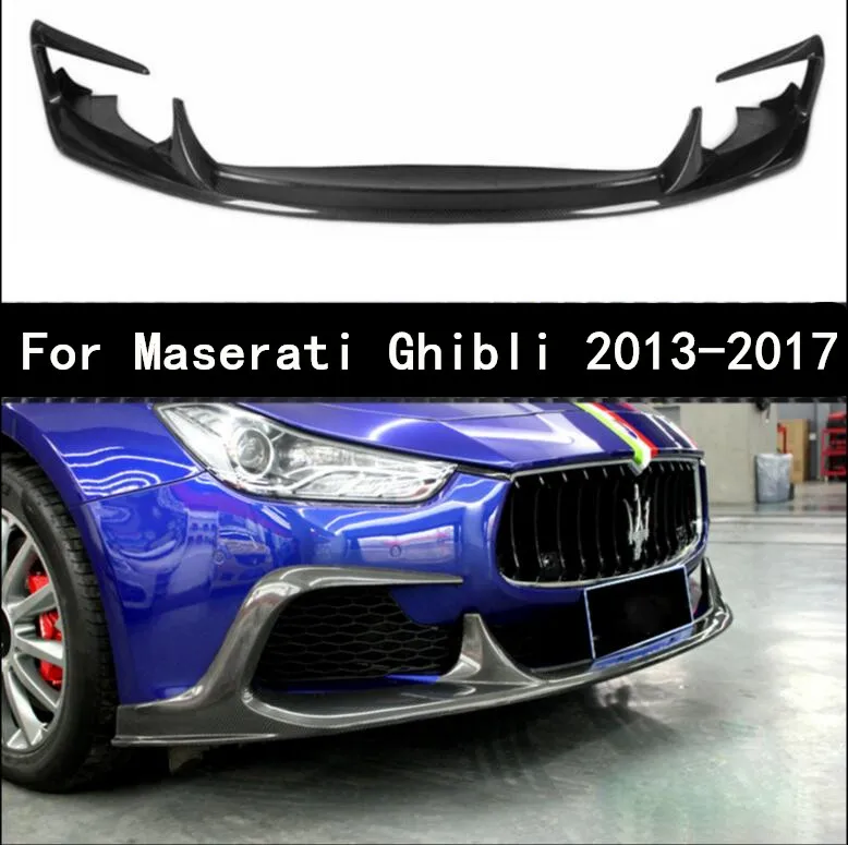 Car Carbon Fiber Front Bumper Lip Spoiler Auto Car Diffuser Fits For 13-17 Maserati Ghibli 2013-2017