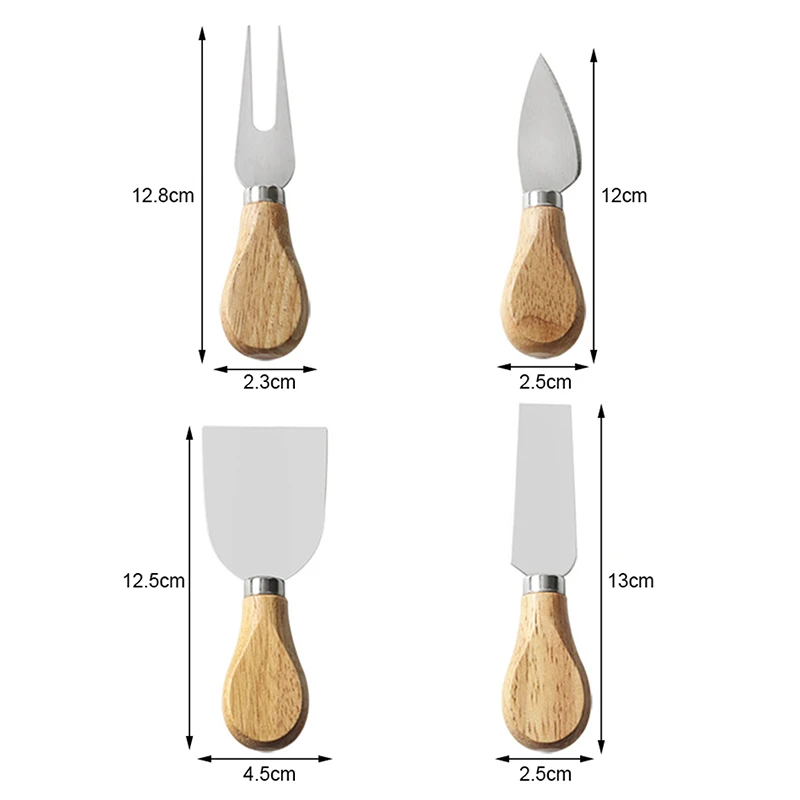 4pcs/set Wood Handle Sets Bard Set Oak Bamboo Cheese Cutter Knife Slicer Kit Kitchen Cheedse Cutter Useful Cooking Tools