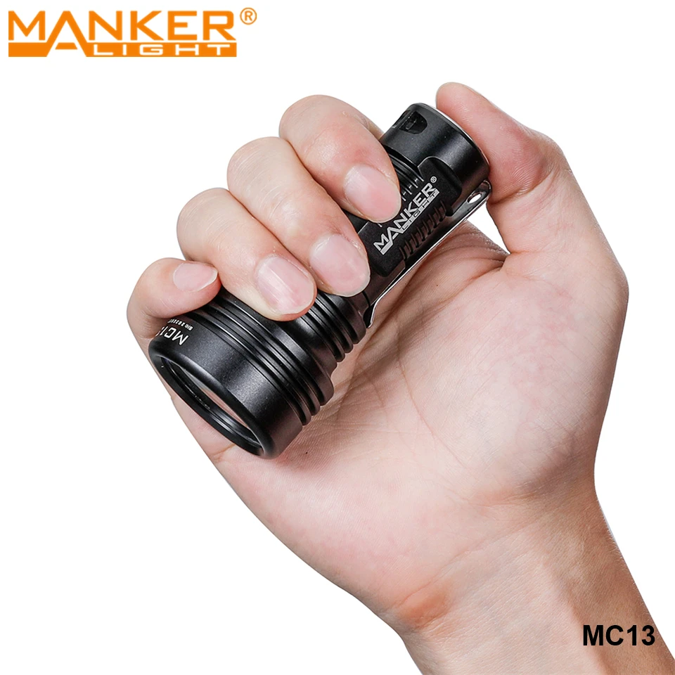 Manker MC13 Powerful Long Range Outdoor Portable Flashlight Blue Red LED Torch with Type-C USB Rechargeable 18350 Battery