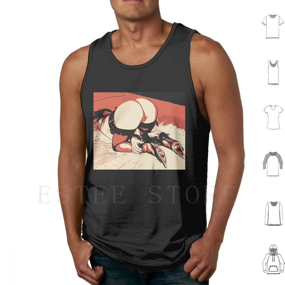 Bdsm Love-Round And Bound Tank Tops Vest Sleeveless Nsfw Adult Erotic Bdsm Bondage Brunette Girls Womens Tied Collar