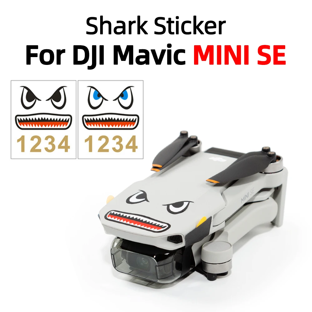 2 pcs Shark Stickers for DJI Mavic MINI 2/SE/Air 2S Numbers For Batteries Waterproof Facial Decal Skin Sticker for DJI Drone