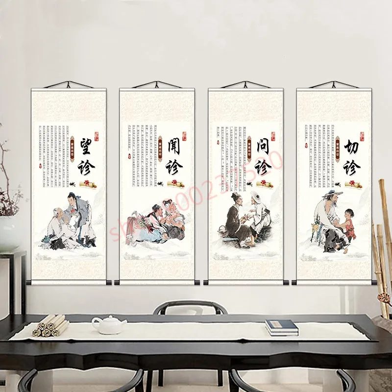 (customized) Traditional Chinese medicine health museum, watching, smelling, asking, cutting, decorative hanging paintings