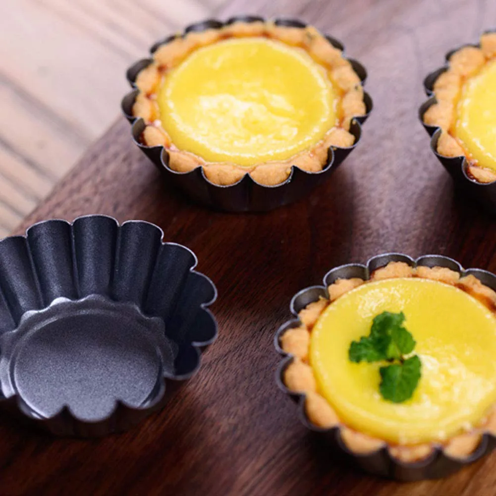 12Pcs Mini Rotonda Antiaderente Torta Pan In Acciaio Al Carbonio Tortino Stampo Uovo Stampo Da Crostata di Latta Della Torta Della Focaccina Stampi Stampo