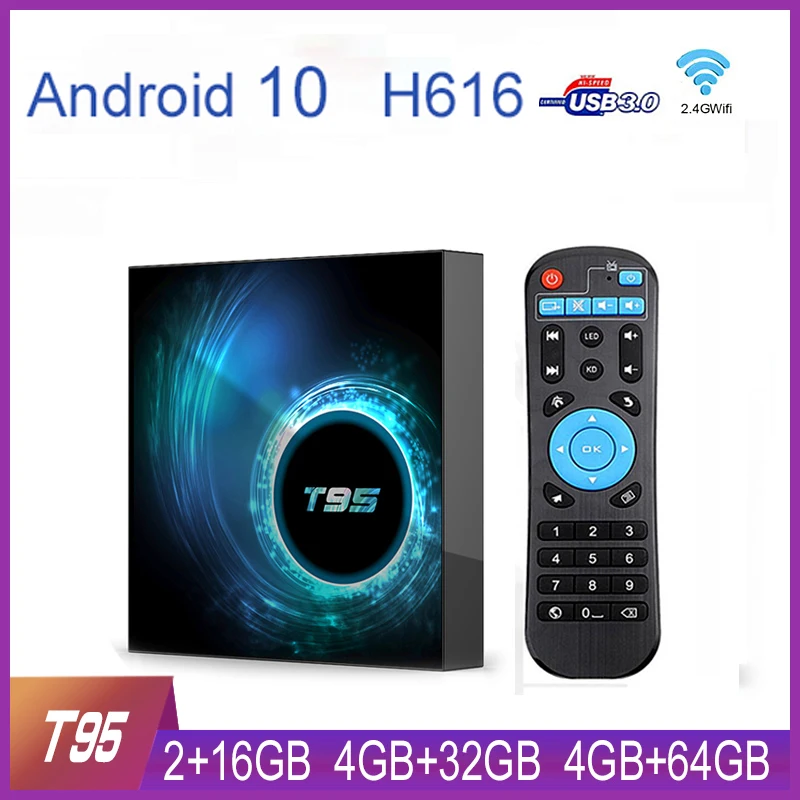 

T95 Allwinner H616 Smart Android 10.0 TV Box 4GB RAM 32GB 64GB ROM WiFi Media Player 6K HD