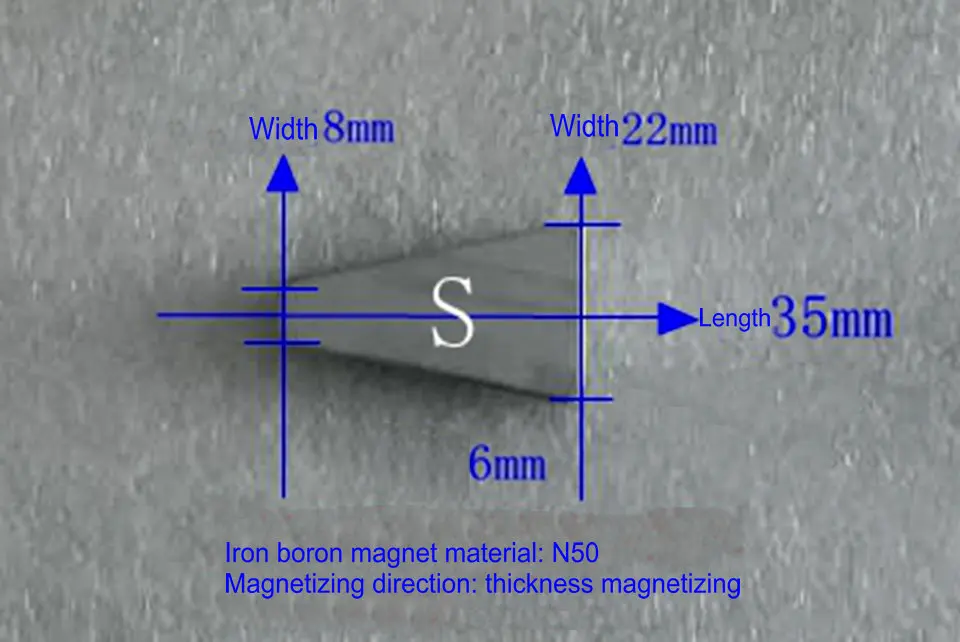 N50 Neodymium เหล็กโบรอนแม่เหล็กสำหรับ Disc-ประเภท Ironless เครื่องกำเนิดไฟฟ้า,sector ความยาว35มม.หนา6มม.40มม.หนา8มม.