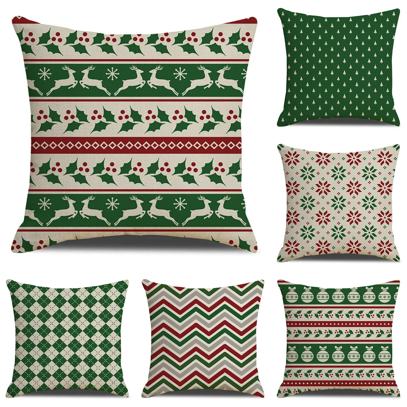 

Super Hot Plaids Cushion Covers Red Green lattice Linen Pillow Cover Nordic Geometric Christmas Pillow Cover Decorative Pillows