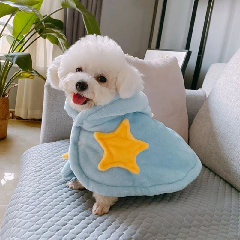 Winter Dog Soft Warm Pet Cat Dog Blanket Yorkshire Night Robe Flannel Thickened Hooded Pet Cloak Dog Pajamas Coat Nightwear