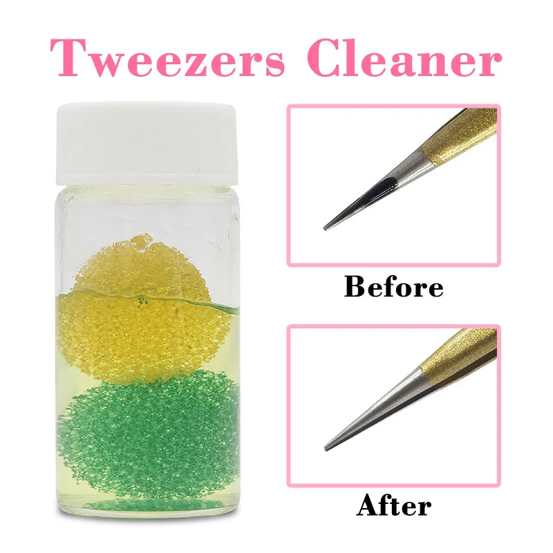 NAVINA 20g Professionele Wimper Extension Pincet Cleaning Tools met Lijm Remover Vloeistof en Spons Bal Pincet Cleanser