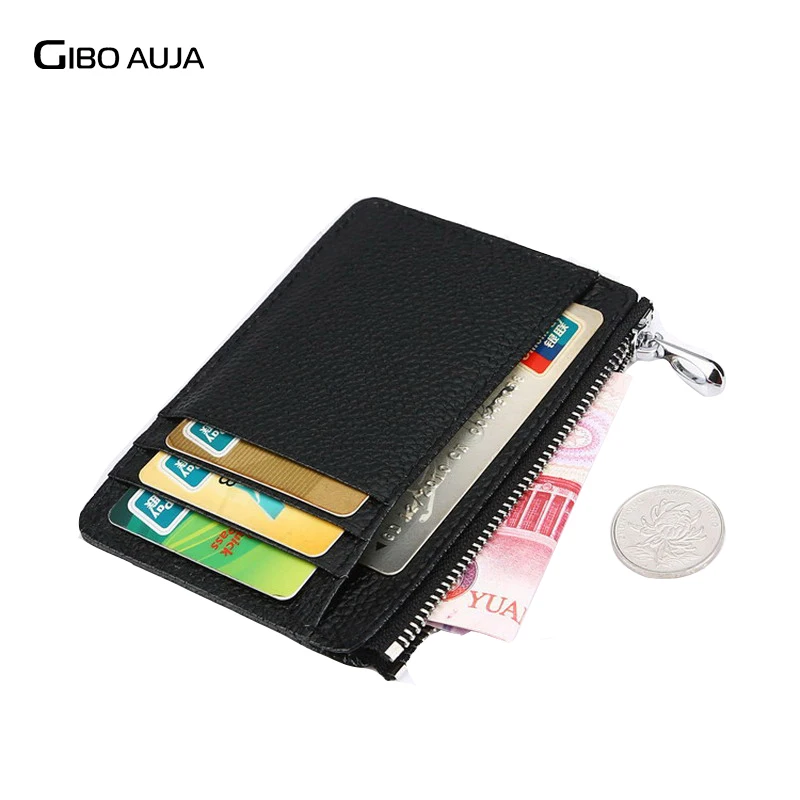 

100% Cow Genuine Leather Card Holder with Coin Purse Super Slim Mini Wallet