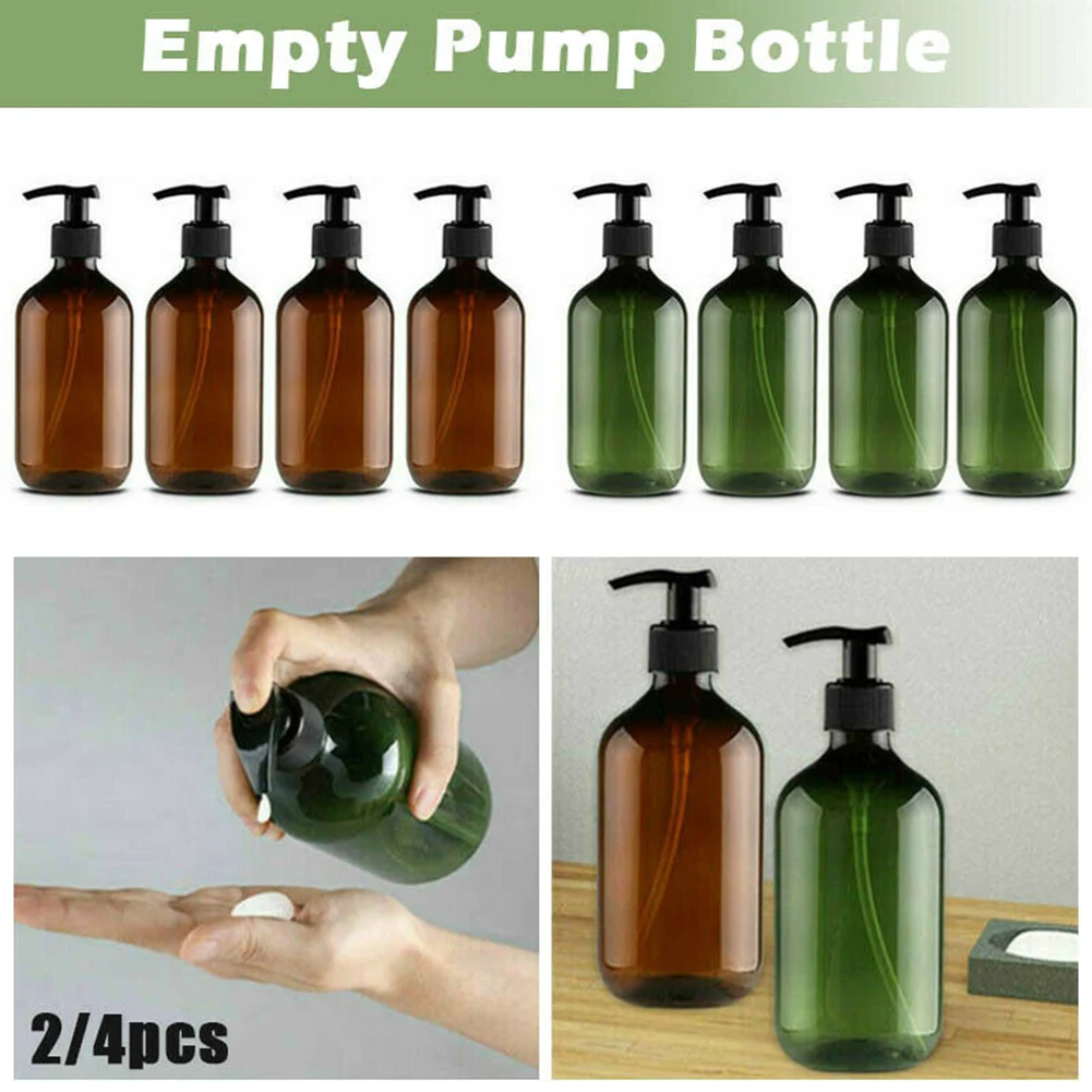

1/2 pcs 300/500ml Empty Pump Bottle Lotion Shampoo Liquid Container Travel Round Shoulder Lotion Bottle Plastic Empty Bottle