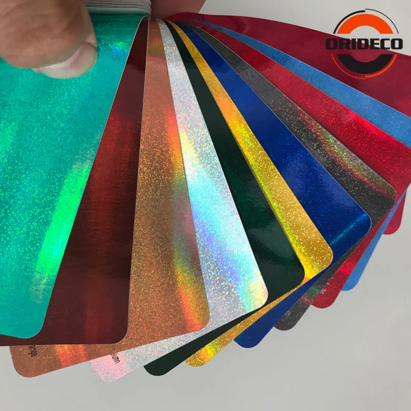 

11 Colors Sparkle Glitter Neon Rainbow Holographic Chrome Vinyl Wrap Film Air Bubble Free Laser Chrome Car Wrap 1.52*20M/Roll