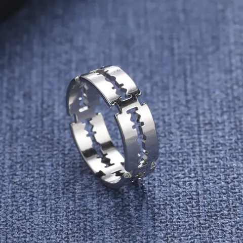 COOLTIME – bagues à lame en acier inoxydable pour hommes et femmes, Punk Hip Hop Rock, couleur argent, bague de Couple, bijoux à la mode, cadeau, vente en gros