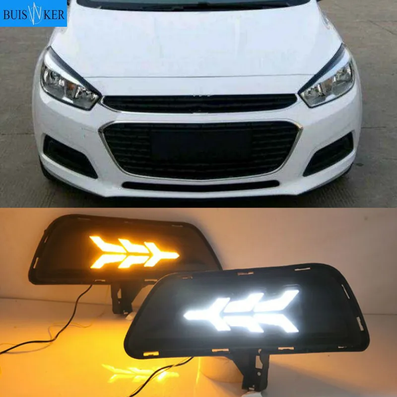 2 pcs LED DRL Driving Daytime Running Light With Turn Signal lamp for chevrolet cruze 2015 2016