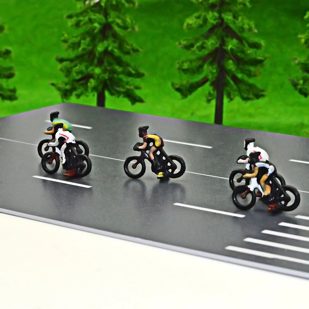 12Pcs/set Ho Scale Miniature Cyclist 1:87 ABS Plastic Bicycle Racing Painted Figures Sports Fan People for Diorama