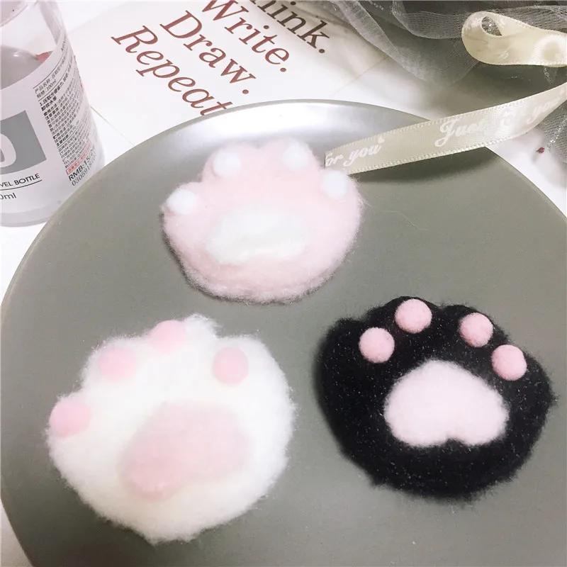 10pcs/lot DIY Handmade cute cat PAWS in three colors   Padded Patches Appliques For Clothes Sewing Supplies DIY Hair Decoration