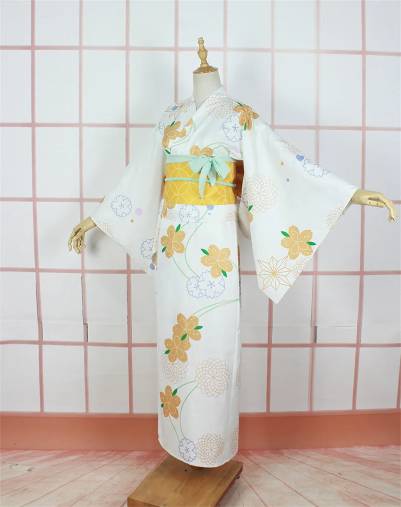 COSLEE [Customized] LoveLive Koizumi Hanayo Chrysanthemum Bathrobe Printing Kimono Cosplay Costume Halloween Carnival Outfit Uni