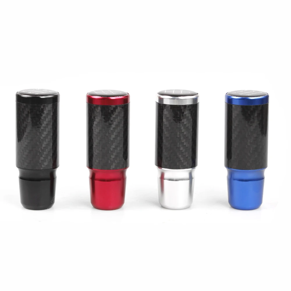 RASTP-Universal Aluminum Carbon Pattern 5/6 Speed Manual Transmission Shift Knob 91MM Black Red Silver Blue RS-SFN097