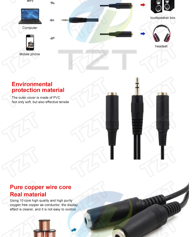 1/3 Stück schwarzer 3,5-mm-Audio-Splitter für Kopfhörer, Ohrhörer und Headsets, geeignet für Tablets, Smartphones, Android-Geräte, MP3- und MP4-Player. – Detail 2