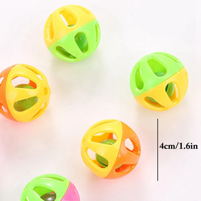 5pcs Cat Ball Toy Pet Funny Hollow Out Plastic Cat Toys With Bell Cat Interactive Toy For Cats Kitten Ball Toy Cat Accessories