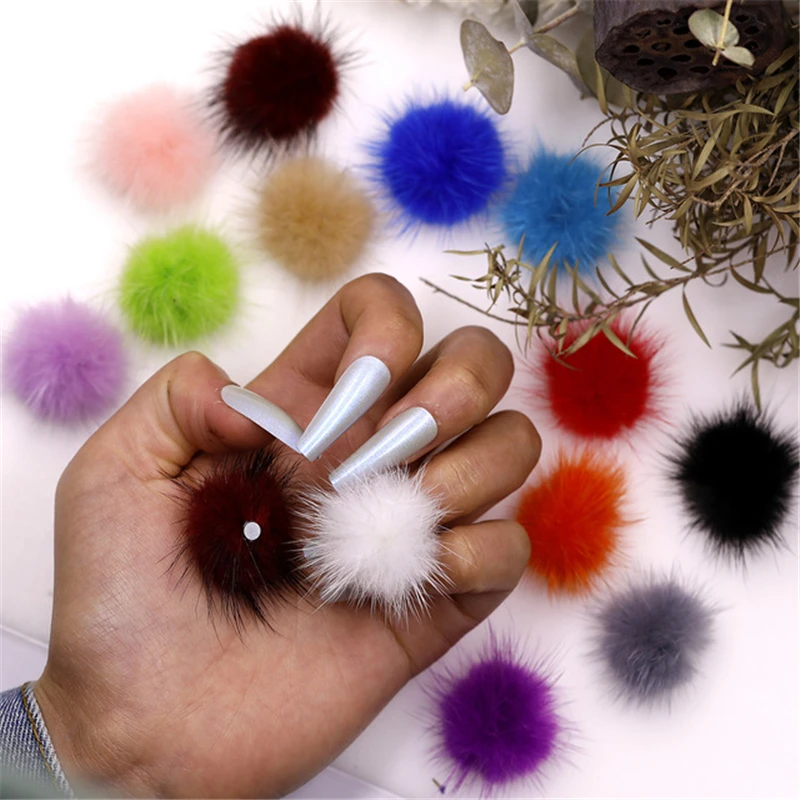 5pcs Detachable Magnet Ball Fluffy 3D 16 Colors 27*27mm Puffy Pom Pons Set Kit Jewelry Manicure Accessories DIY Nails Charms