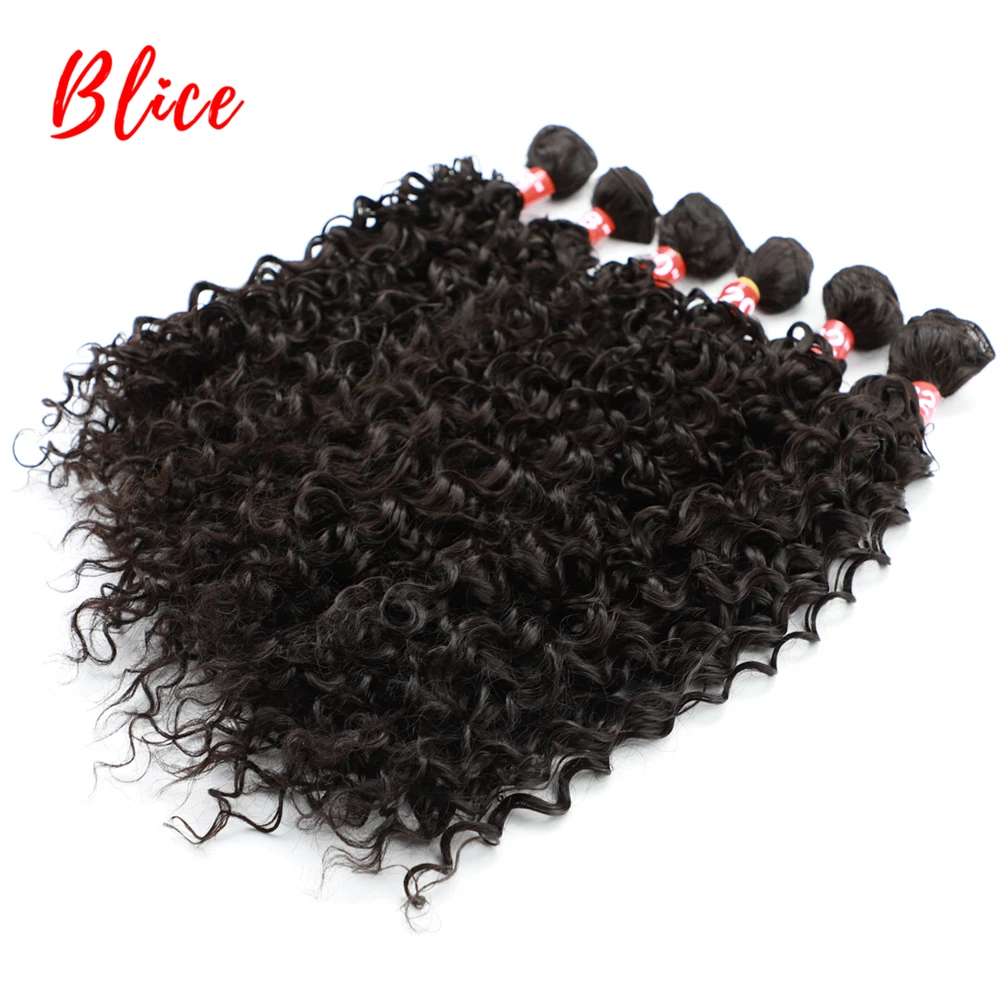 Blice Hair Bundles Synthetic Sew in Wave Hair Extensions 18-22 inch 6pcs/Pack Kinky Curly Weaving Hair Wefts Heat Resistant