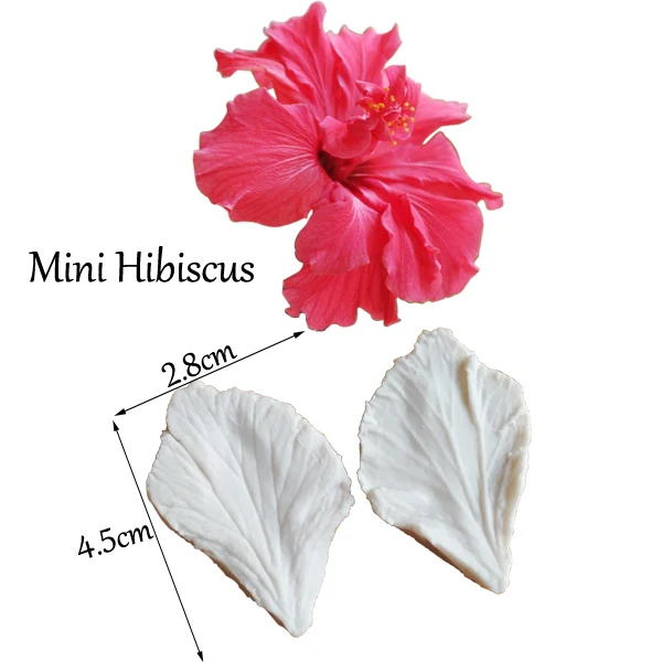 Mini Hibiscus Petal Veiner Silicone Mold Chocolate Fondant Gumpaste Sugar Clay Flower Mould Cake Decorating Tools M2090