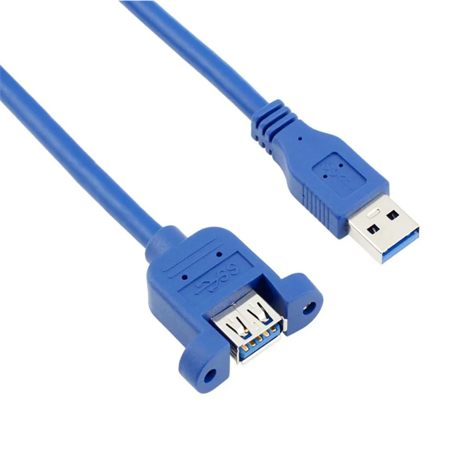 USB Cable 3.0 Extension Male to Female extender cable cord Dual Shielded  Screw Panel Mount 0.3M 0.6M 1M 1.5M 3M