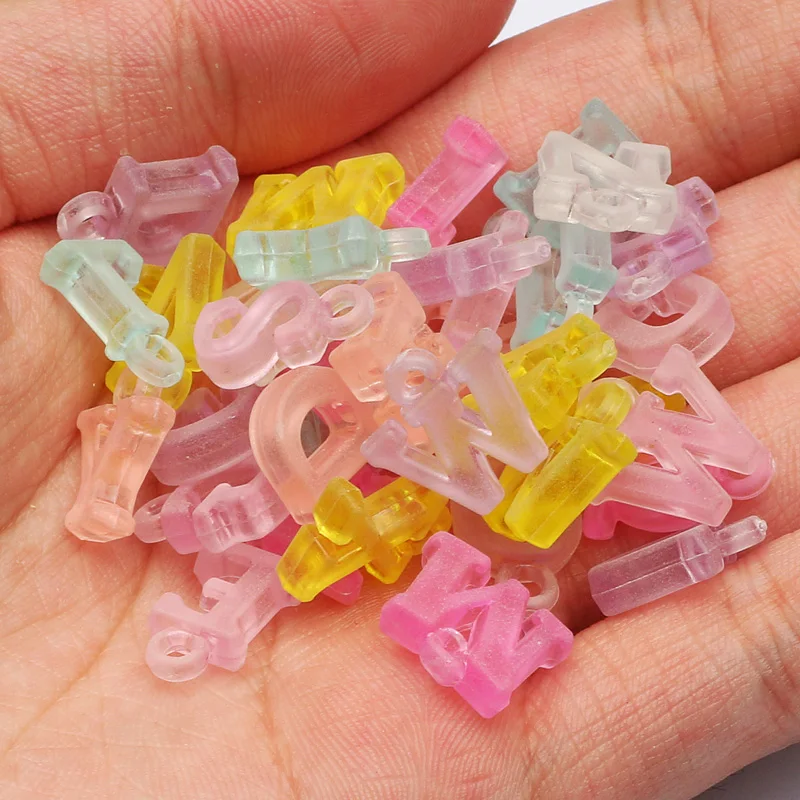 50pcs 4Color Mixed Acrylic Letter Beads Alphabet Charms Beads For Jewelry Making Diy Bracelet Necklace Pendant Accessories