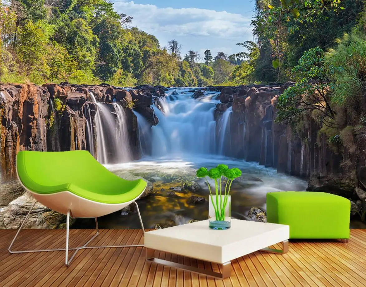 3d wallpaper Customized mural blue sky white clouds grassland minimalist TV background wall forest landscape painting