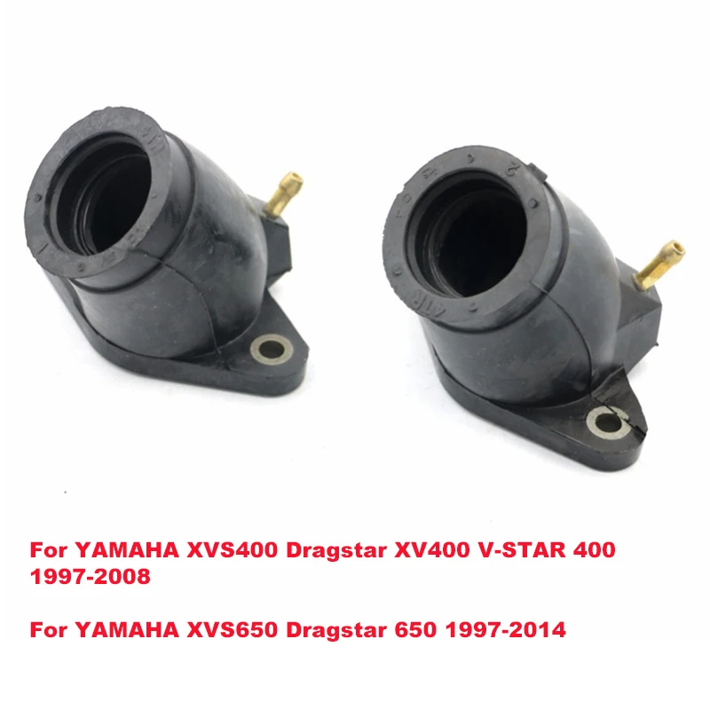 Motocicleta Carburador Intakes Manifold Adapter, Yamaha XVS400, XV400, 1997-2008, XVS650, 1997-2014, Drag Star, V-star, 400, 650, 2pcs