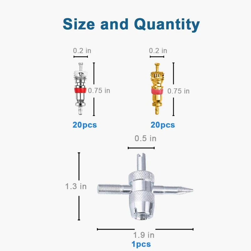 Inti Katup Alat Set 20 Buah Valve Core 4-Way Valve Alat ganda Kepala Tunggal Katup Inti Remover Ban Perbaikan Alat