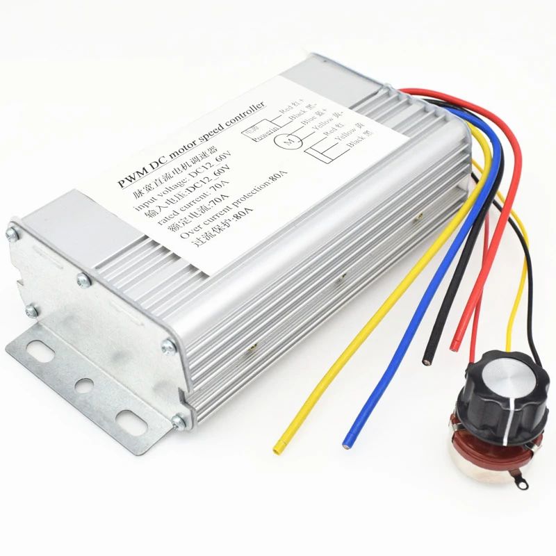 High Power 4000W DC10-60V 70A PWM DC Motor Speed Controller 12V 24V 36V 48V Brush Motor Regulator with Over Current Protection