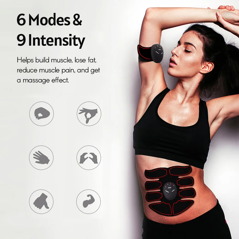 

Rechargeable Abs Stimulator Abdominal Muscle Toner Abs Muscle Trainer 9 Levels Intensity Body Fitness Shaping Massage Patch