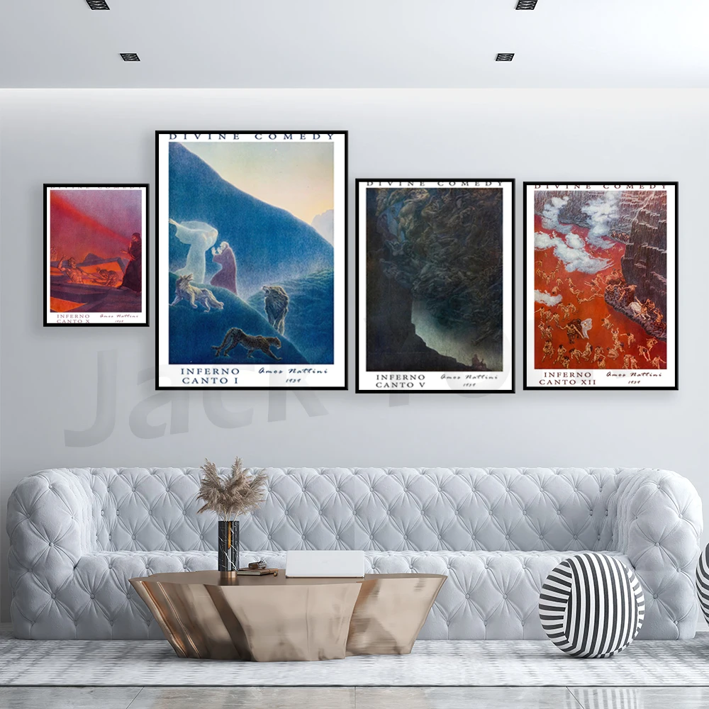 Amos Nattini Print • Inferno Canto I • Divine Comedy Print • Illustration Print • Dante Alighieri • The Divine Comedy • Inferno